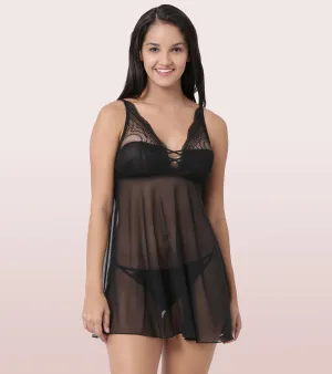 ENAMOR LACE CHEMISE BABYDOLL | NO40 | BLACK