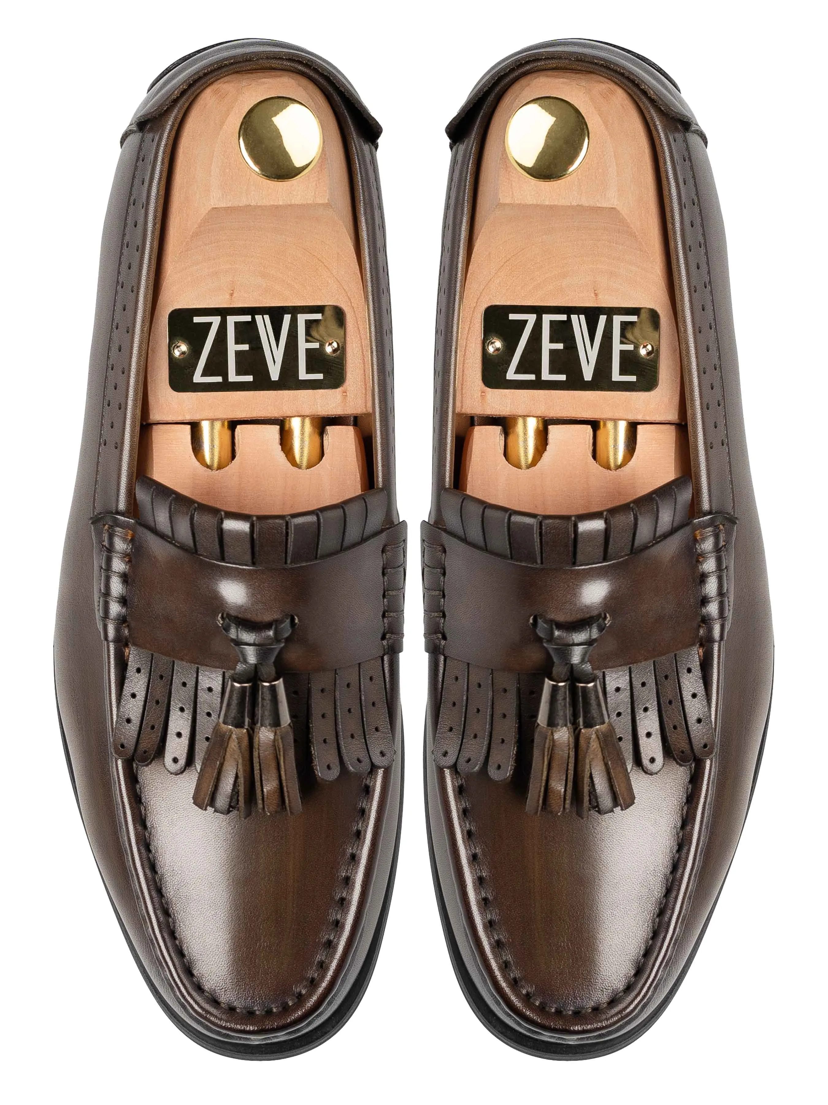 Fringe Classic Loafer - Cognac Tan with Tassel (Hand Painted Patina)