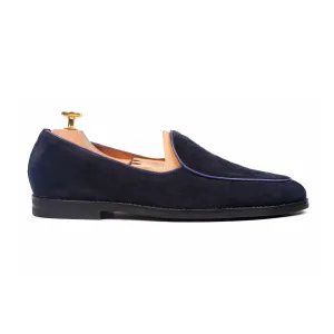 Fuji - Men's Navy Blue Kid Suede Loafer