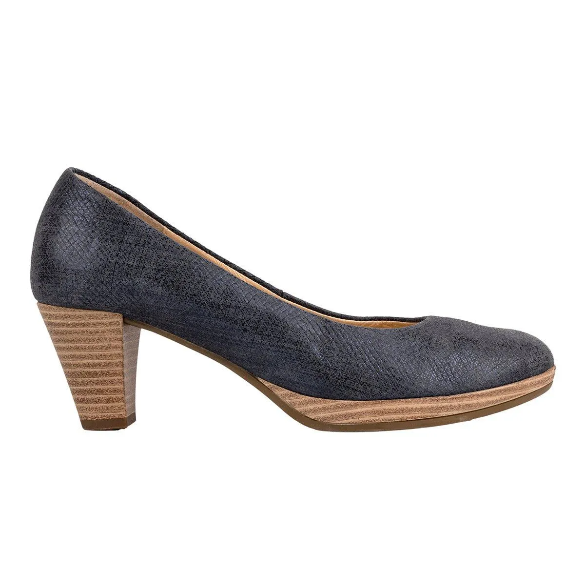 Gabor Slipon Court Pump High-Heel Shoes Leather Blue Colour For Women