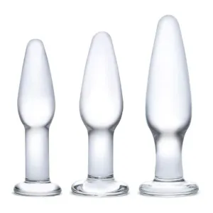 Glas Anal Training Butt Plug Set (4" - 4.75" - 5.25")