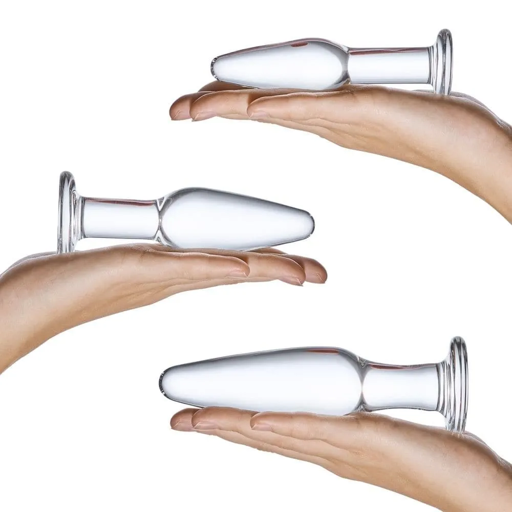 Glas Anal Training Butt Plug Set (4" - 4.75" - 5.25")