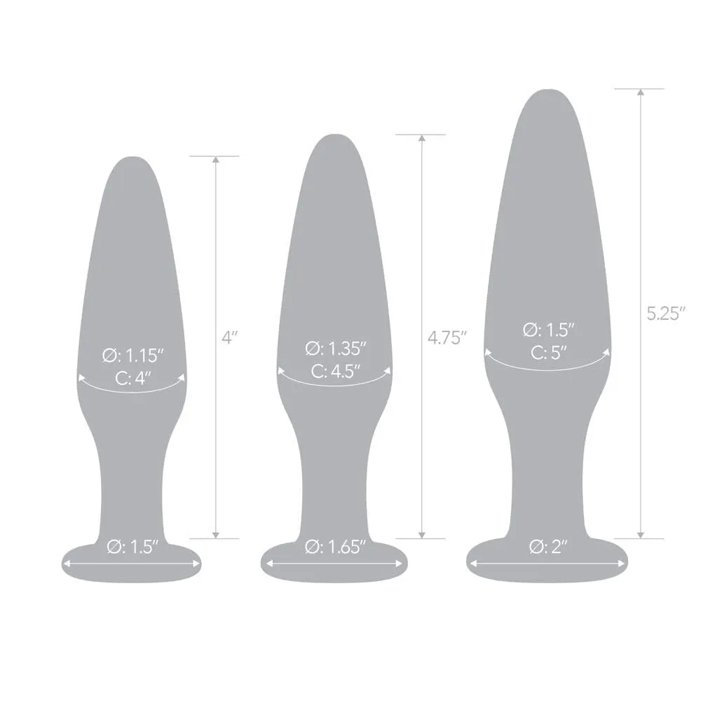 Glas Anal Training Butt Plug Set (4" - 4.75" - 5.25")