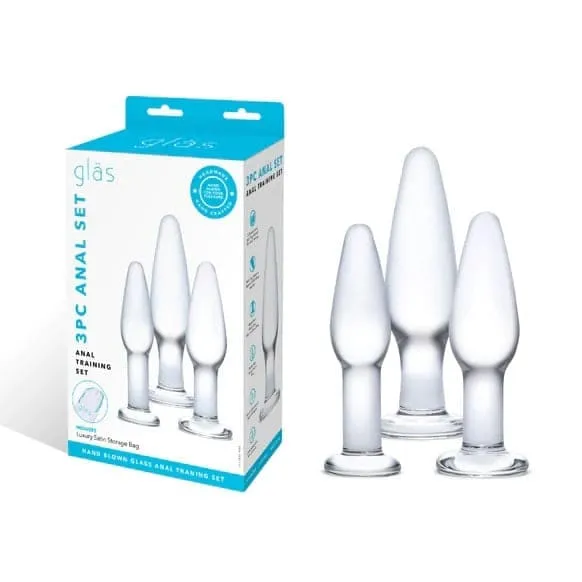 Glas Anal Training Butt Plug Set (4" - 4.75" - 5.25")