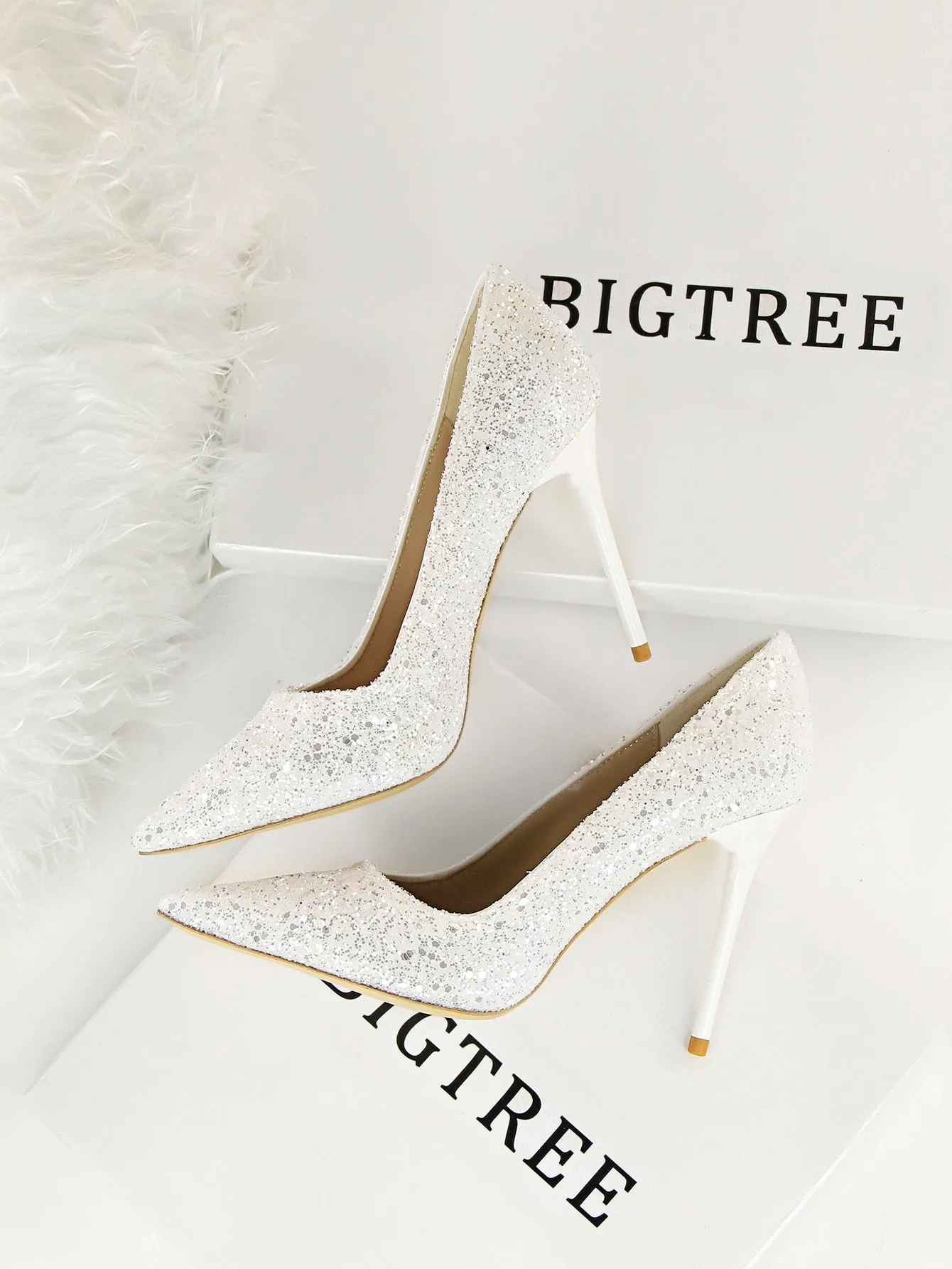 Glitter Decor Stiletto Court Pumps