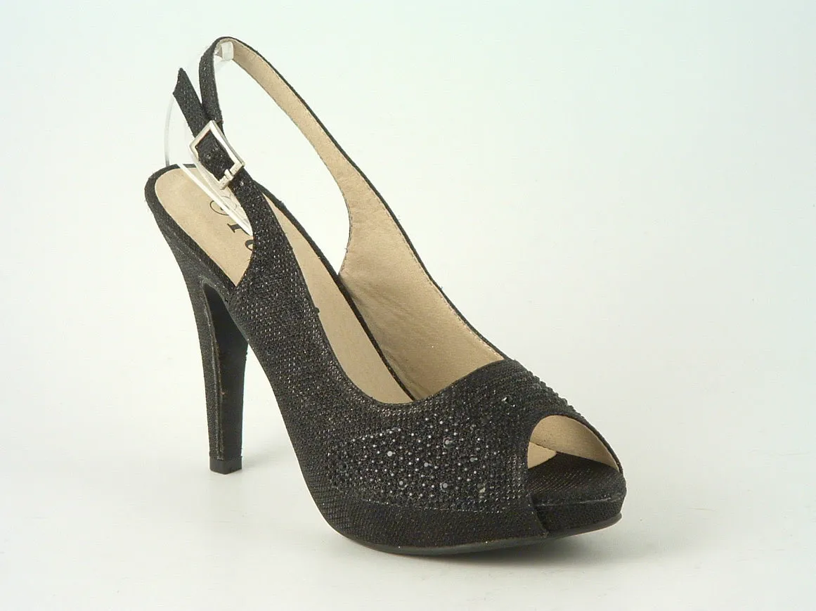 Glitz Shoes Posh ‘jess’ Peep Toe Court Shoe