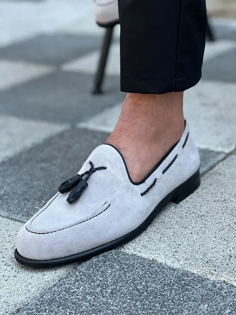 Gray Suede Tassel Loafers for Men | GentWith.com