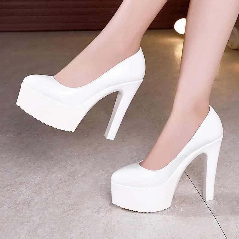 Hnzxzm Plus Size 32 43 Platform Catwalk Shoes Women Wedding Shoes Bride 2024 Shallow High Heels Platform Pumps Elegant Dress Court Shoe