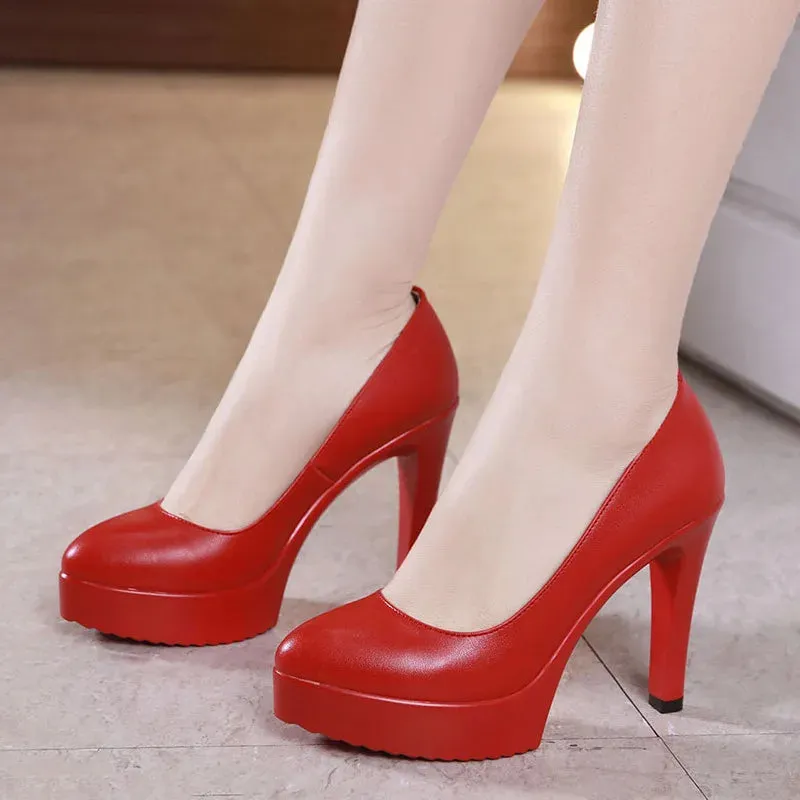 Hnzxzm Plus Size 32 43 Platform Catwalk Shoes Women Wedding Shoes Bride 2024 Shallow High Heels Platform Pumps Elegant Dress Court Shoe