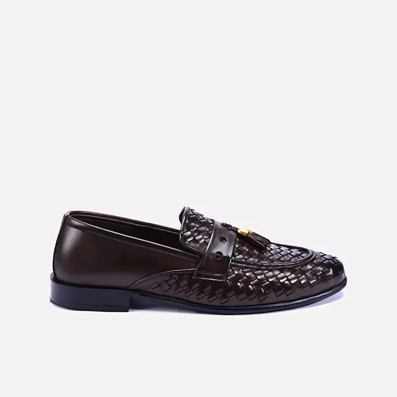 Hollis Brown Tassel Woven Formal Loafers Shoes 0111224