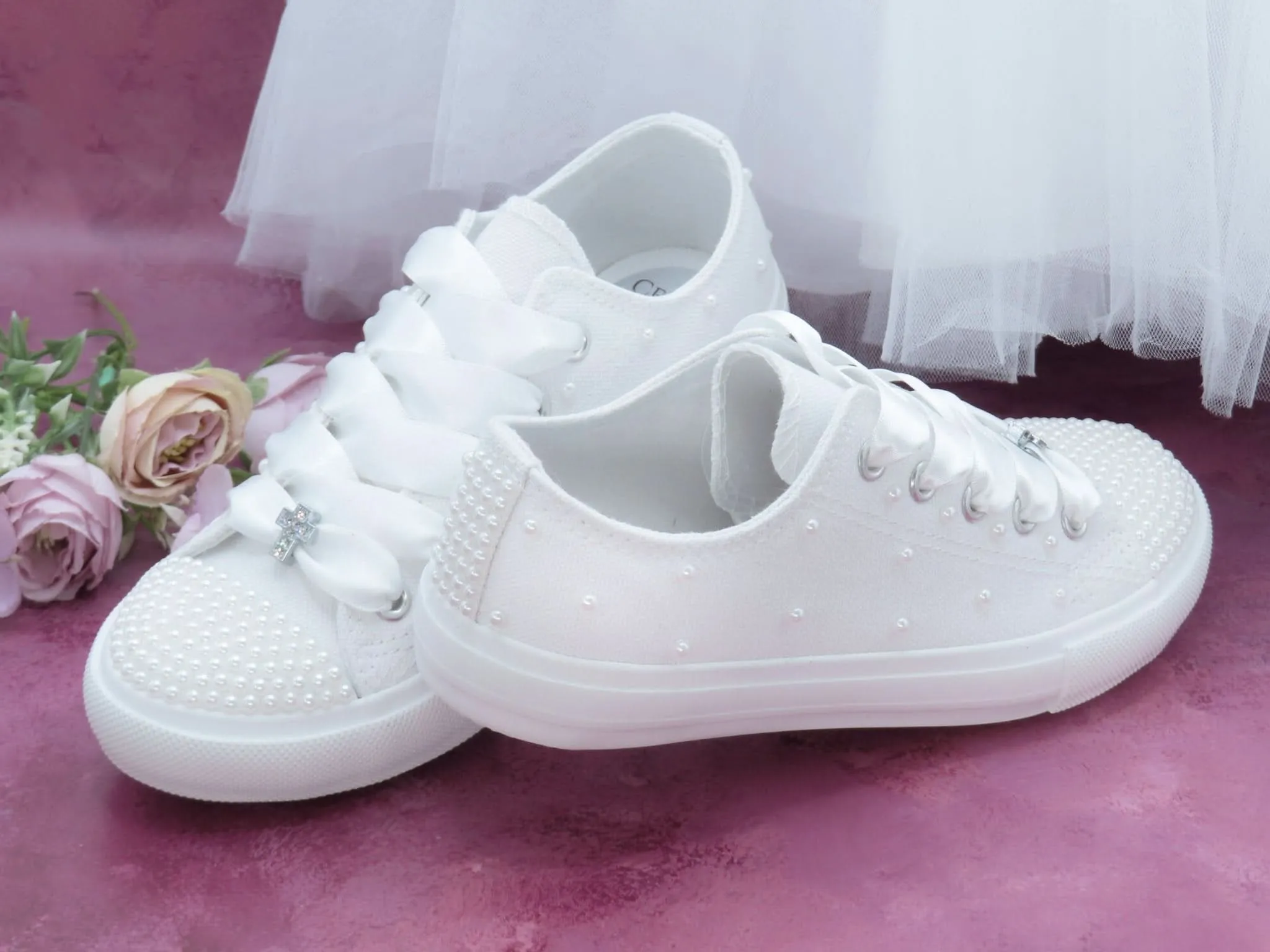 Holy Communion White Pearl Trainer Shoes