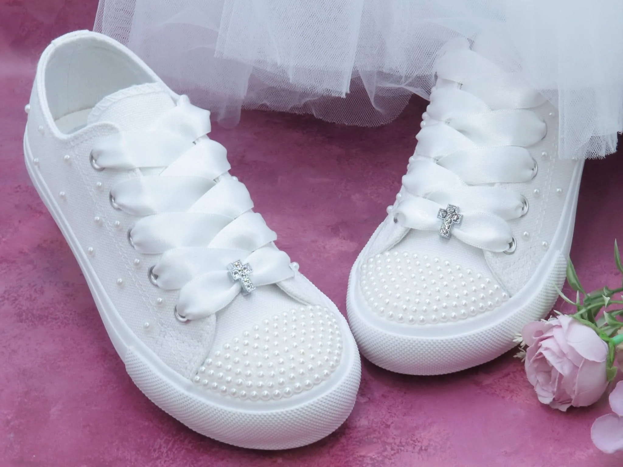 Holy Communion White Pearl Trainer Shoes