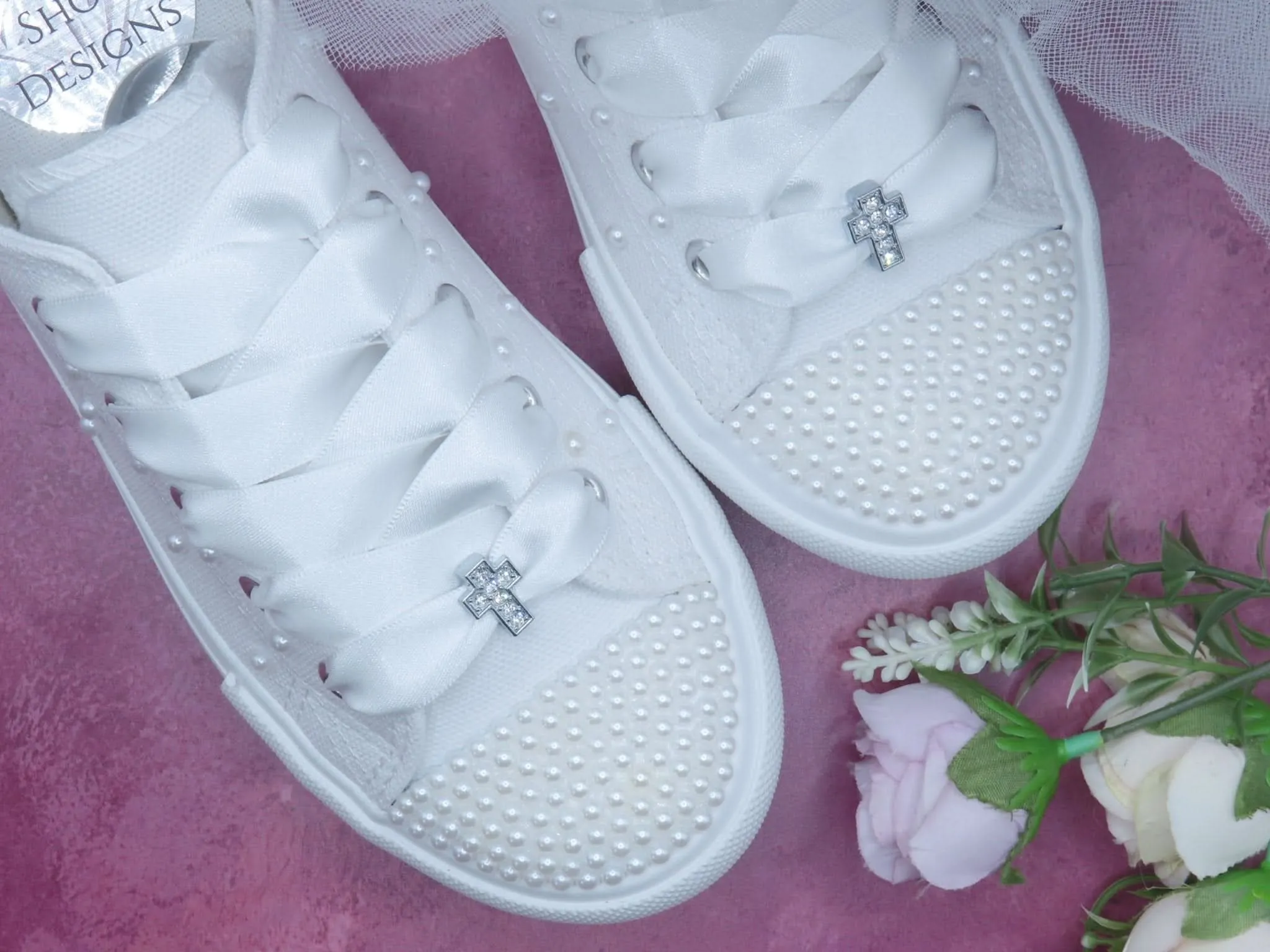 Holy Communion White Pearl Trainer Shoes