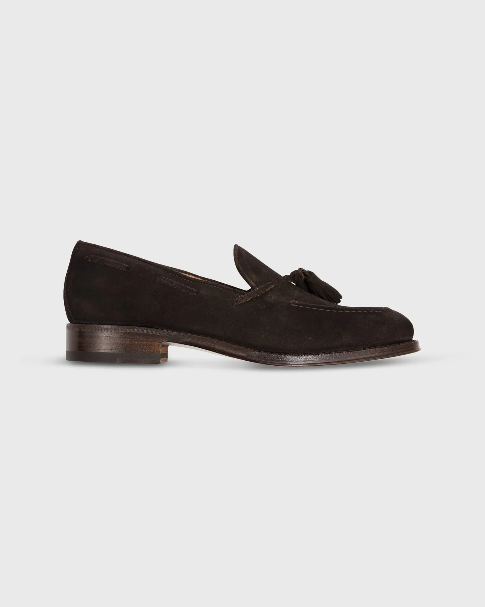 Italian Tassel Loafer in Dark Chocolate Suede