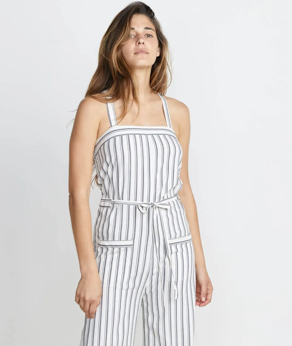 Juliette Jumpsuit in Ivory/Charcoal Stripe