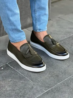 Khaki Kilt Tassel Loafers for Men | GentWith.com