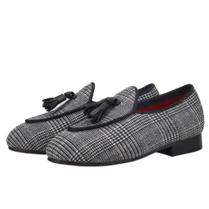 Kids Loafers Classic Charm: Plaid Tassel Loafer Shoes for Stylish Youngsters