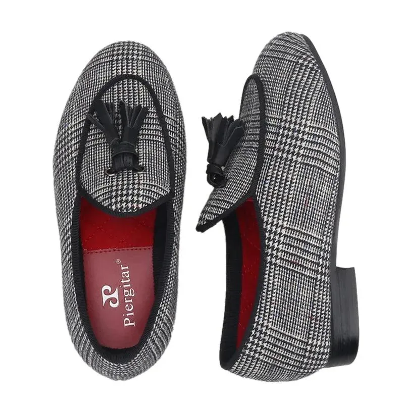 Kids Loafers Classic Charm: Plaid Tassel Loafer Shoes for Stylish Youngsters