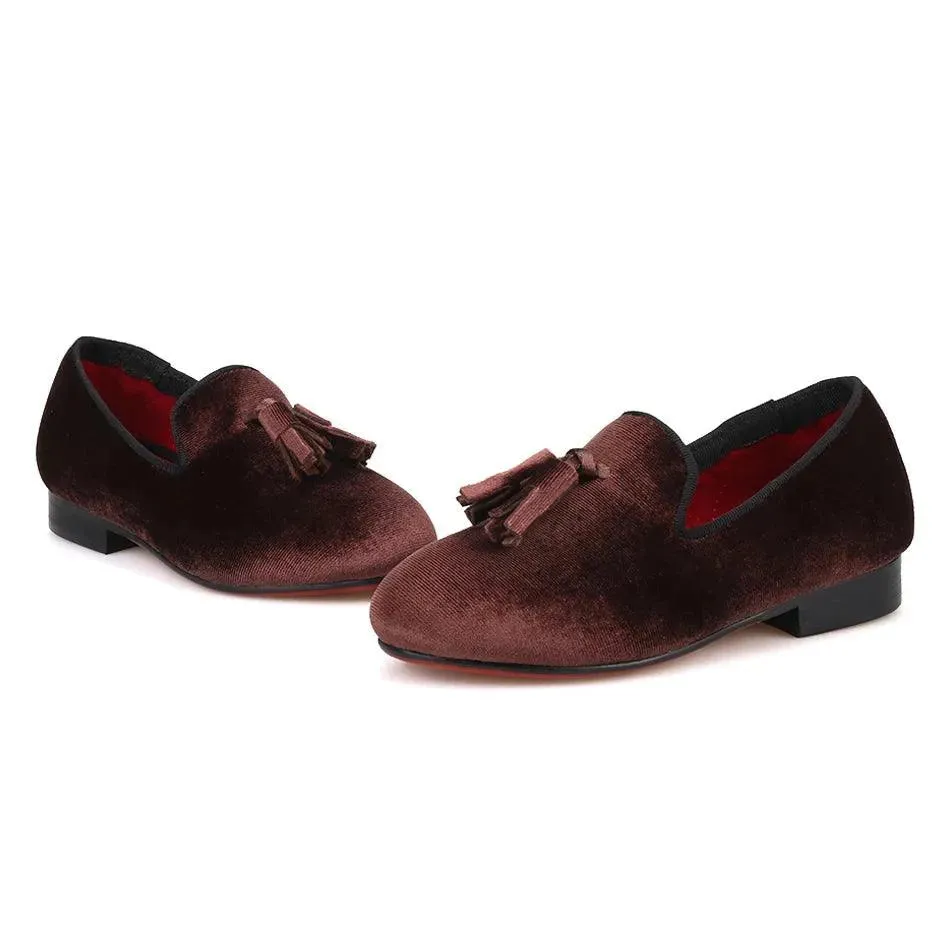 Kids Loafers Stylish Brown Children's Tassel Loafers: Handmade Party Kid Casual Shoes