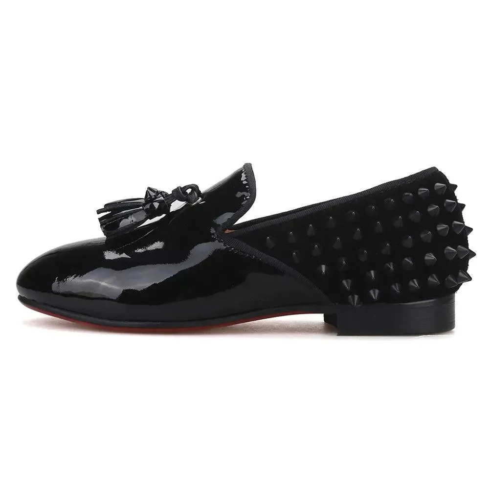 Kids Loafers Timeless Elegance: Handmade Children's Spiked Tassel Loafers