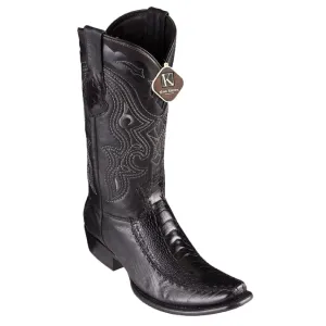 King Exotic Men's 479F0505 /Style Dubai Boot/ Ostrich Leg Y Deer Stone Boots/ Color Black