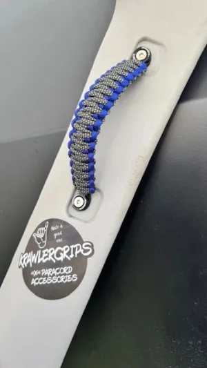 Krawlergrips Charcoal Grey Diamonds Electric Blue Paracord Grab Handle