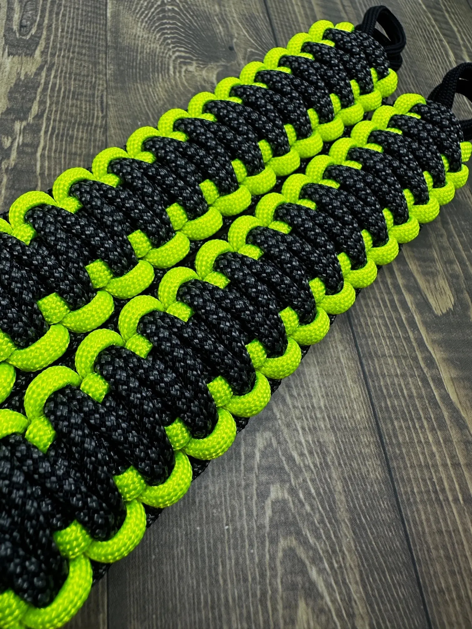 Krawlergrips Charcoal Grey Diamonds Neon Yellow Paracord Grab Handle