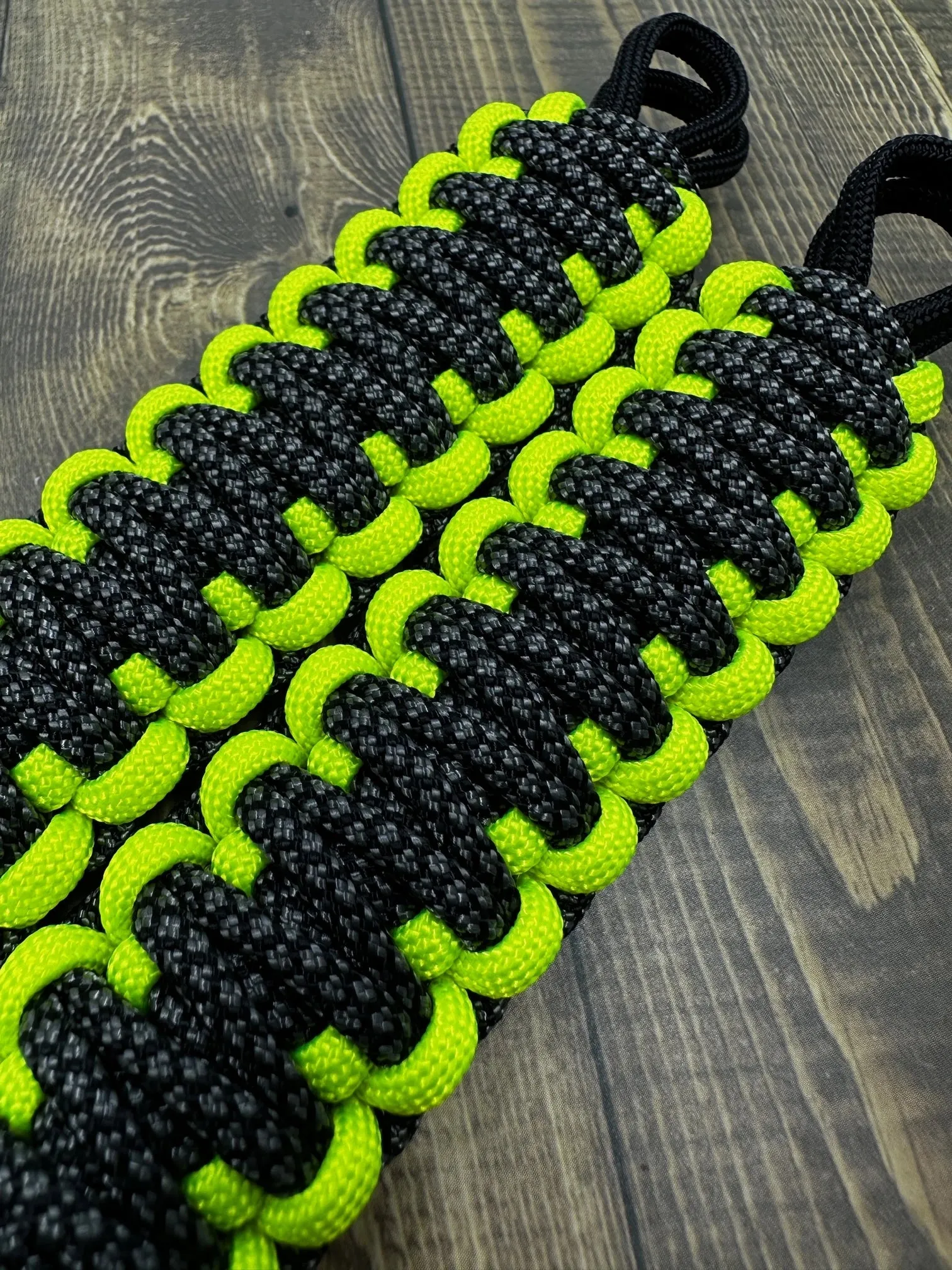 Krawlergrips Charcoal Grey Diamonds Neon Yellow Paracord Grab Handle