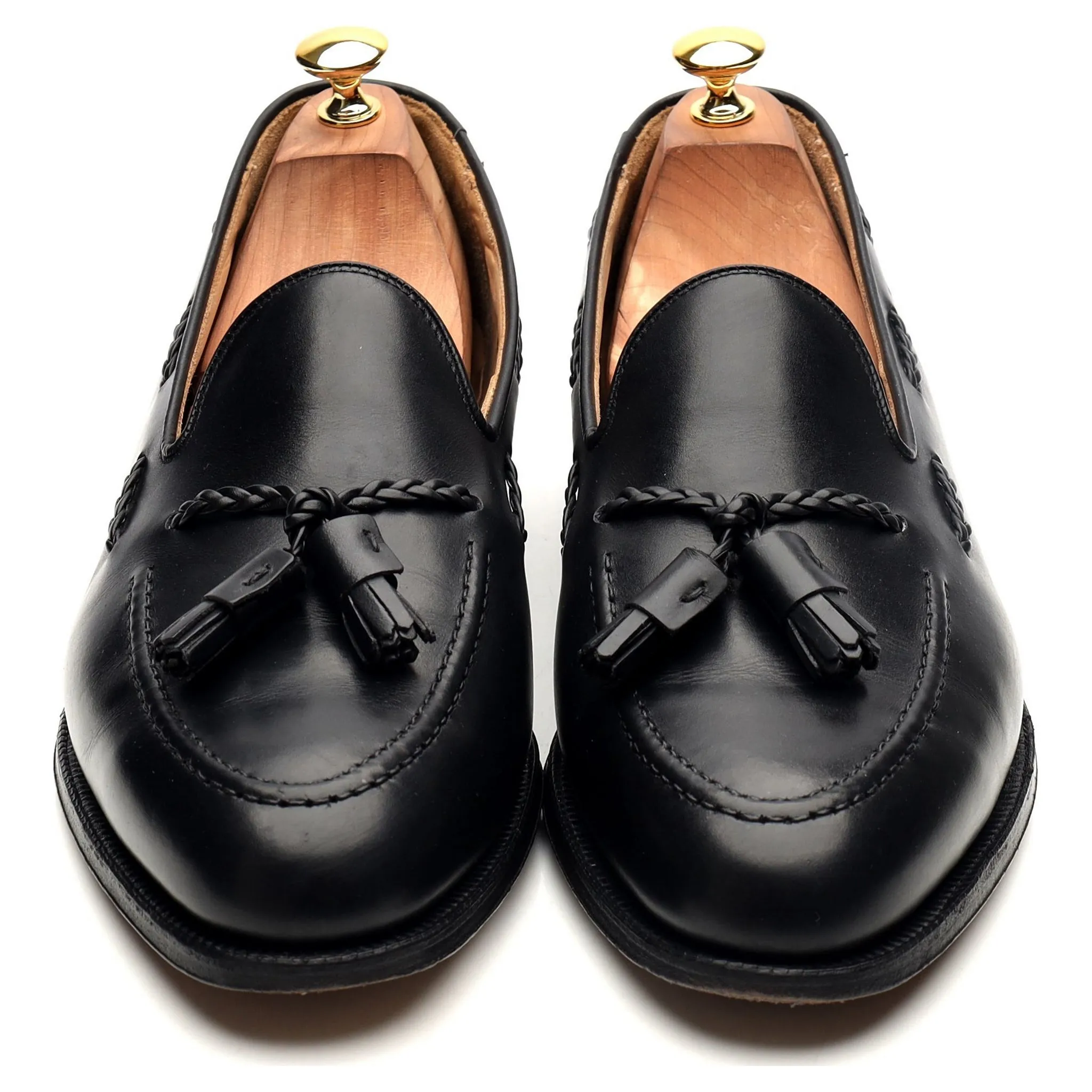 'Langham' Black Leather Tassel Loafers UK 10.5 EX