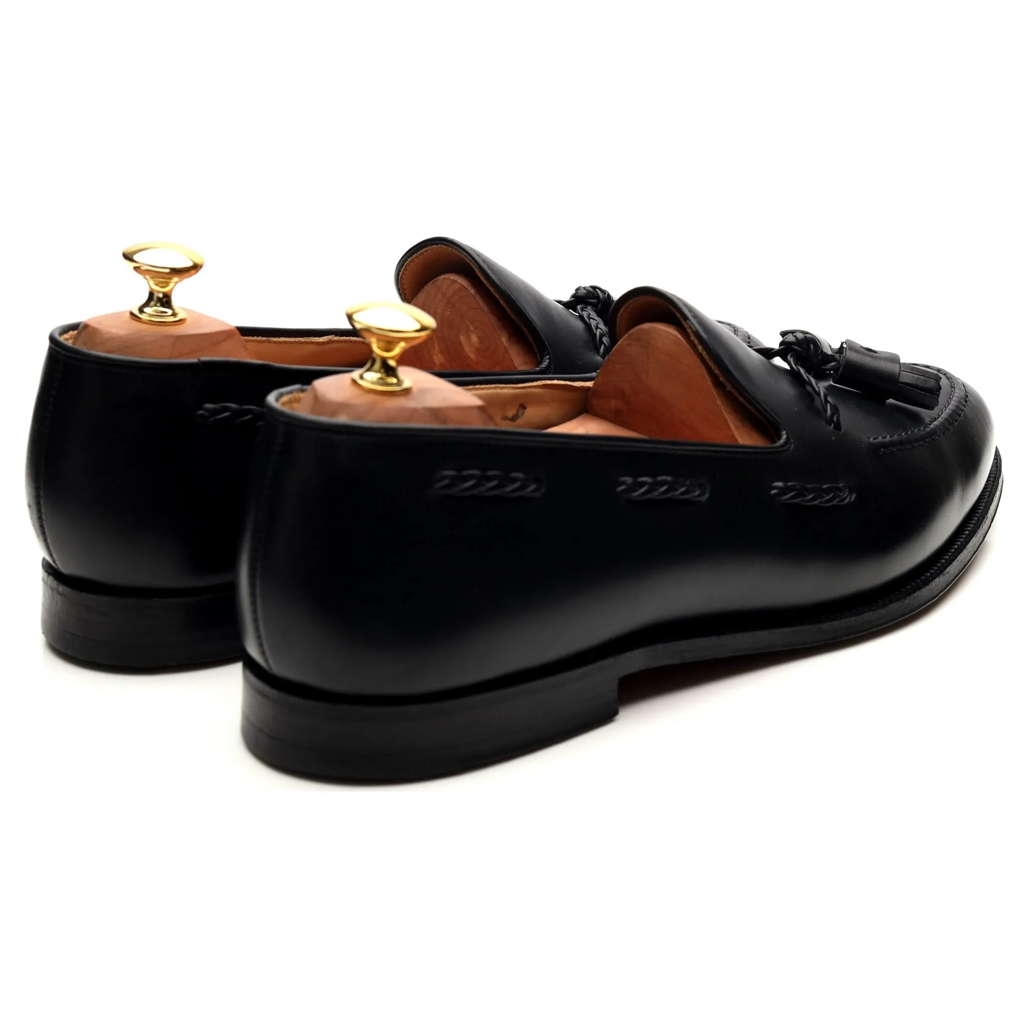 'Langham' Black Leather Tassel Loafers UK 10.5 EX