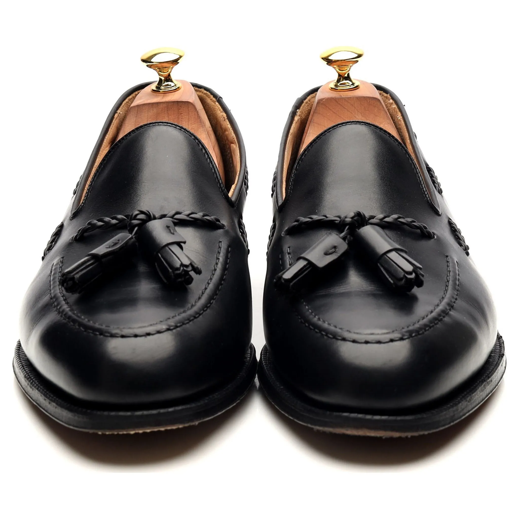 'Langham' Black Leather Tassel Loafers UK 10.5 EX