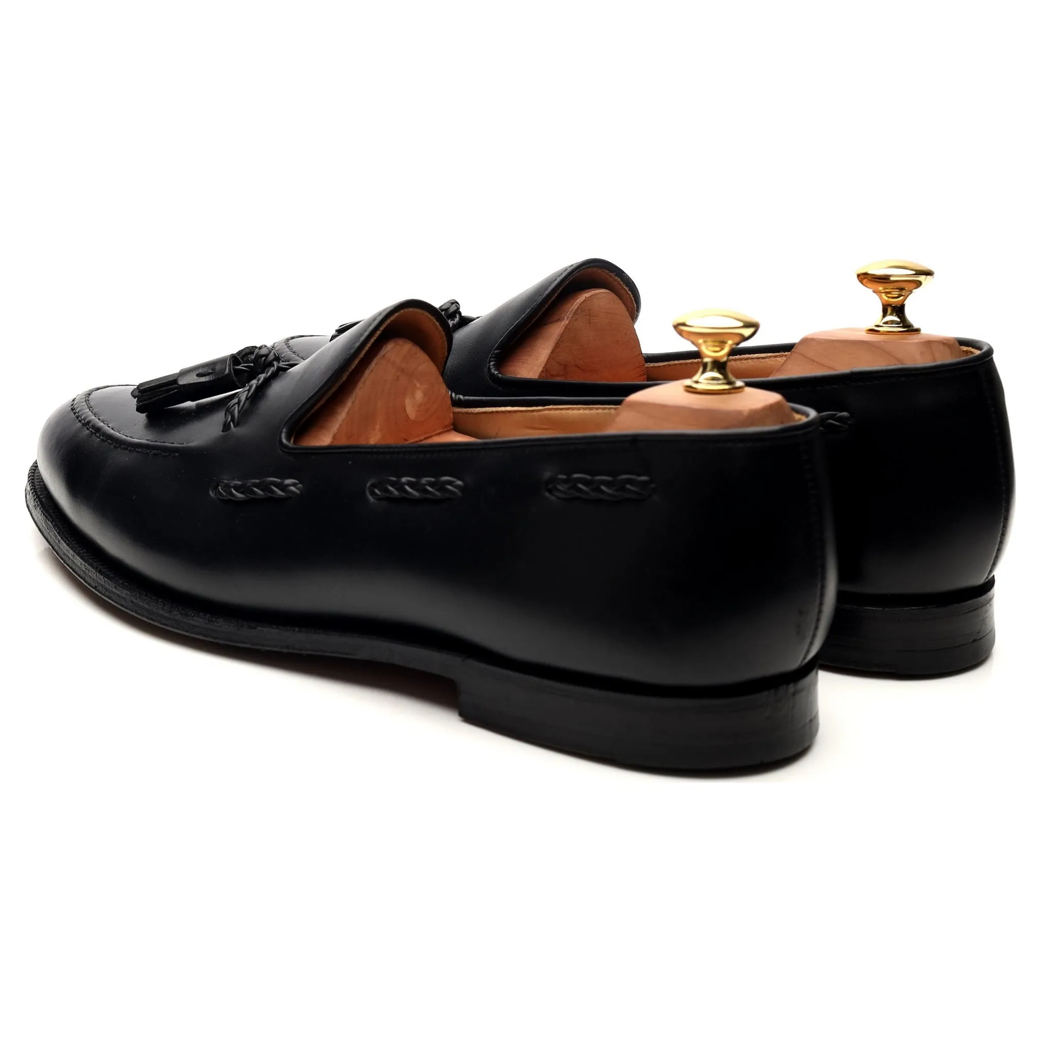 'Langham' Black Leather Tassel Loafers UK 10.5 EX