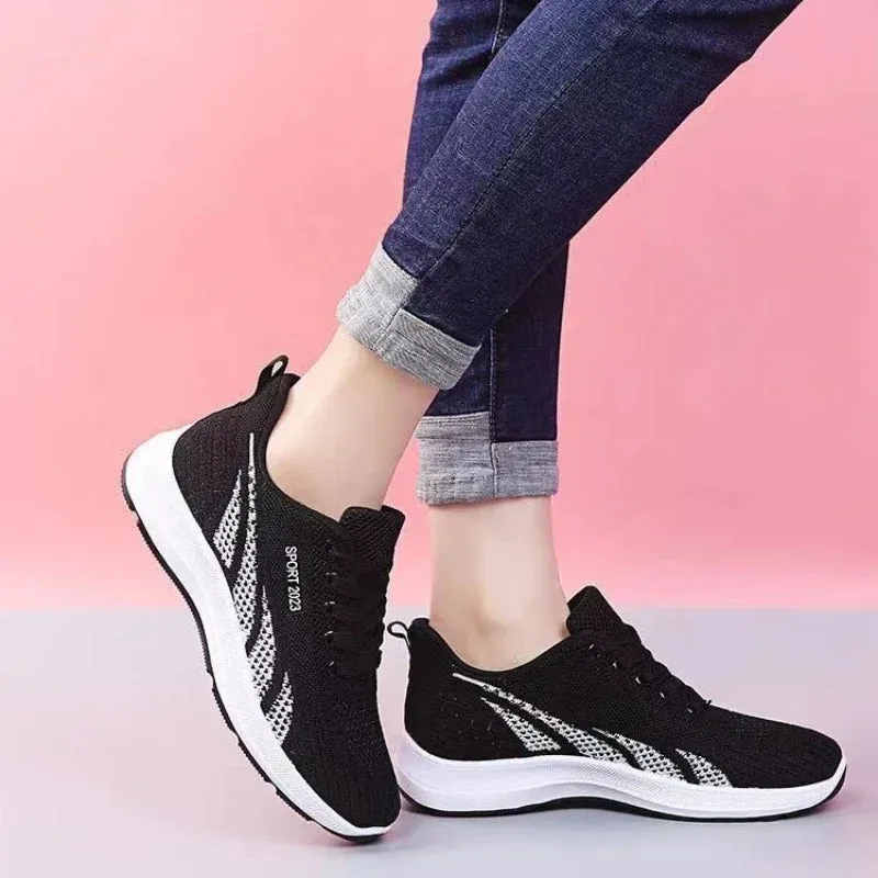 Lightweight Women's Sneakers | Breathable Mesh Air Cushion Shoes | Comfortable Lace-Up Outdoor Training Shoes