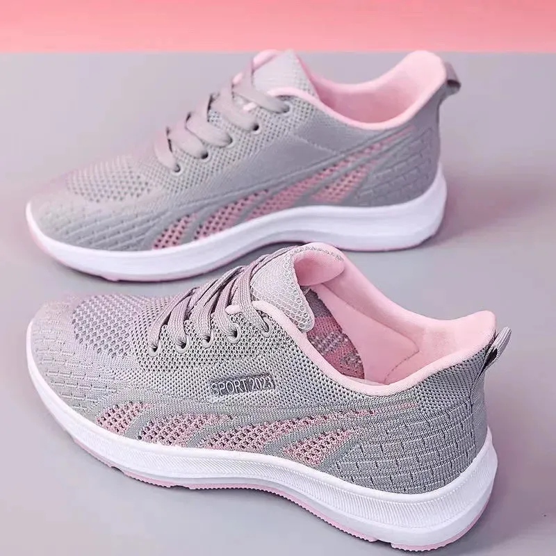 Lightweight Women's Sneakers | Breathable Mesh Air Cushion Shoes | Comfortable Lace-Up Outdoor Training Shoes