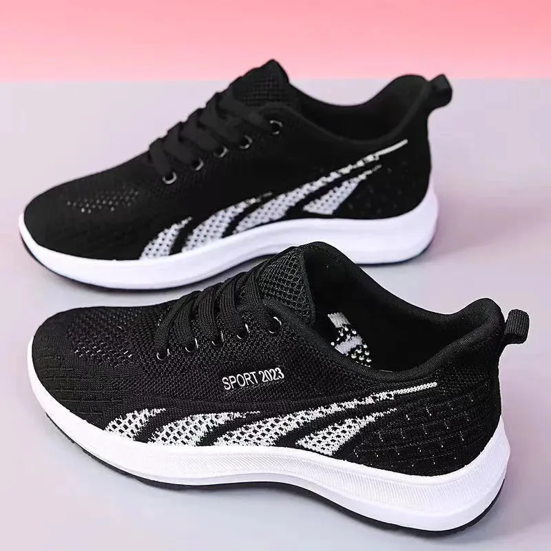 Lightweight Women's Sneakers | Breathable Mesh Air Cushion Shoes | Comfortable Lace-Up Outdoor Training Shoes