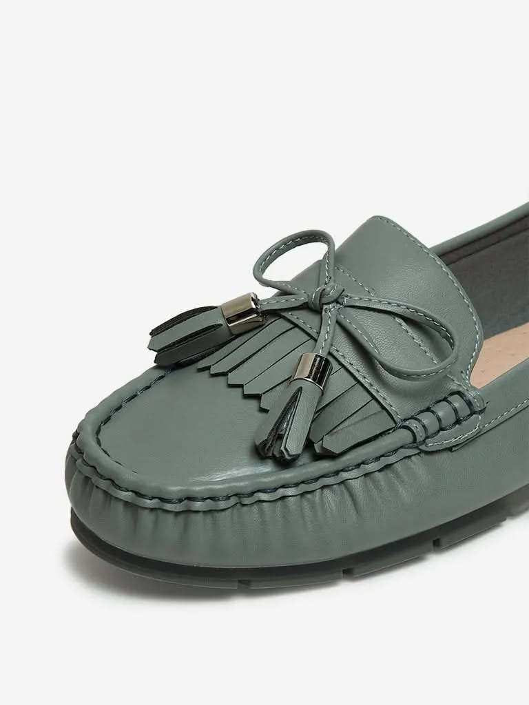 LUNA BLU Green Tassel Design Loafers