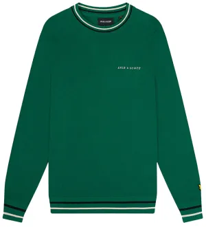 Lyle and Scott Mens Tipped Crew Neck Jumper Court Green