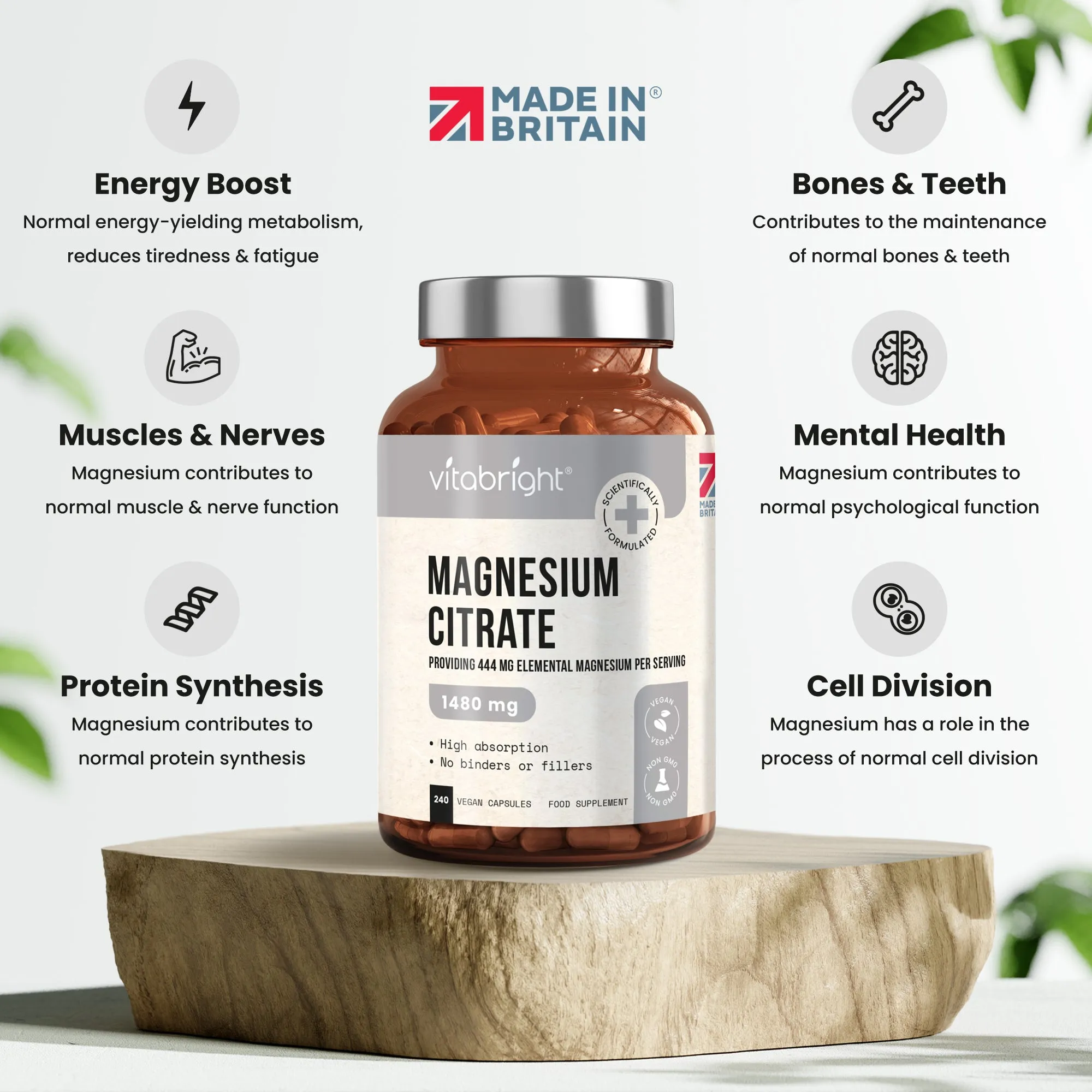 Magnesium Citrate 1480mg Providing 444mg Elemental Magnesium per Serving