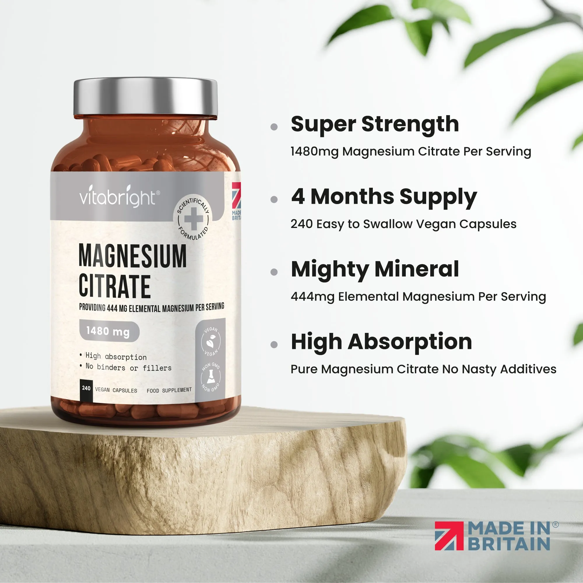 Magnesium Citrate 1480mg Providing 444mg Elemental Magnesium per Serving