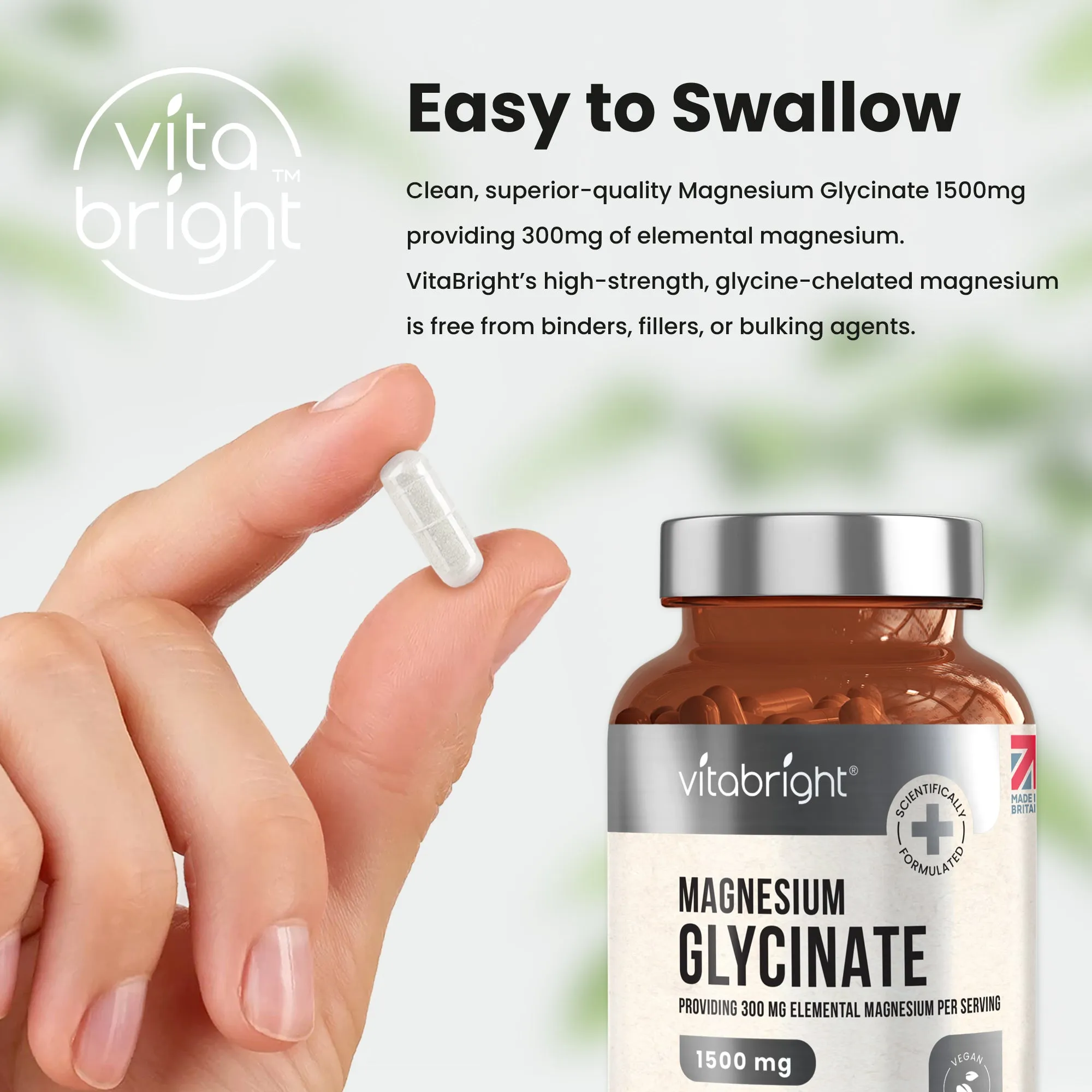 Magnesium Glycinate - 1500mg High Strength Providing 300mg Elemental Magnesium