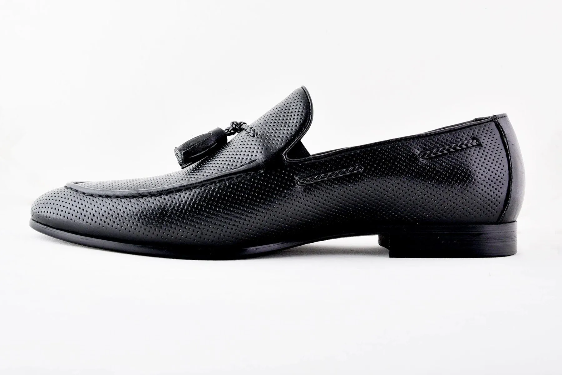 MALDINA | Black Leather Tassel Loafer