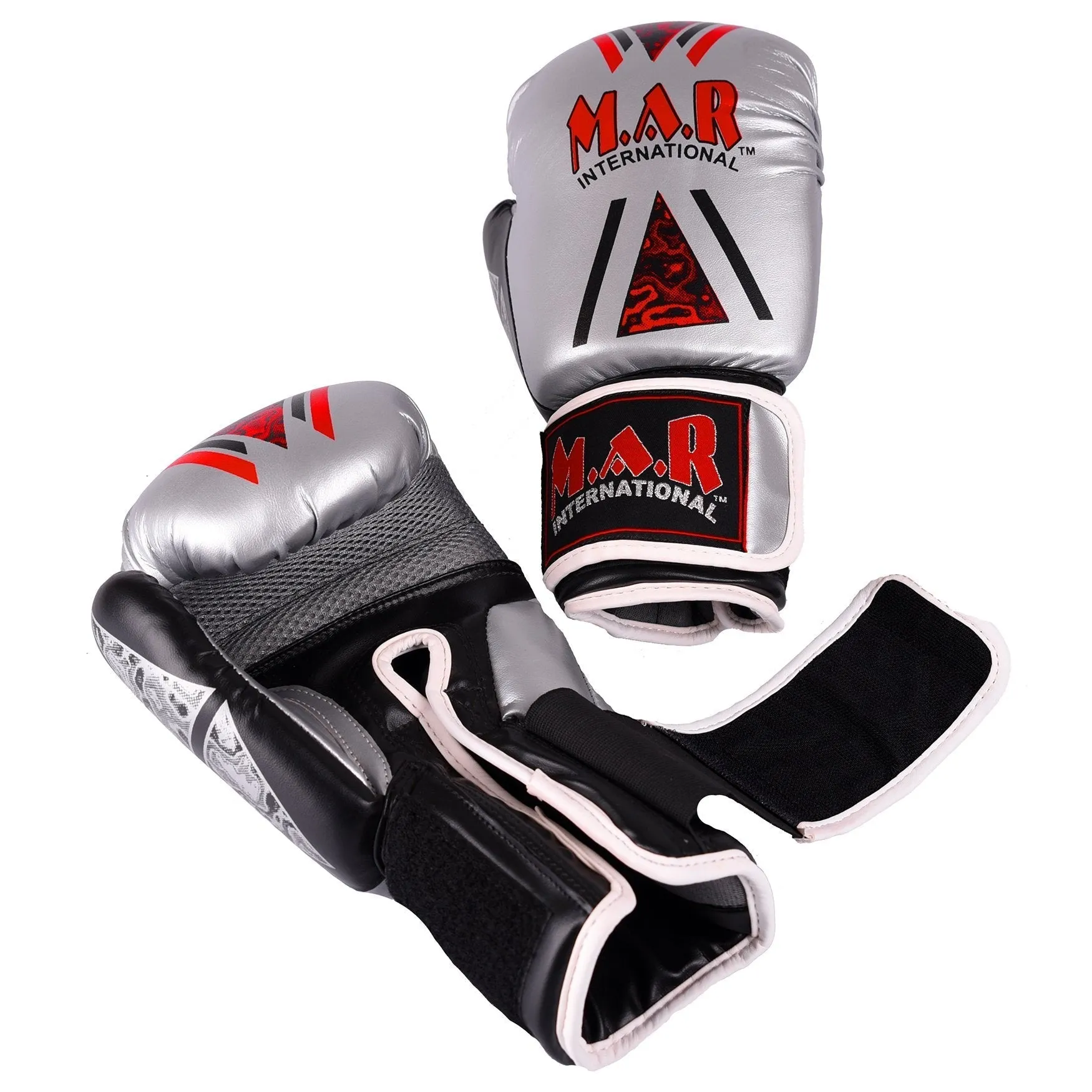 MAR-113A | Grey & Black Boxing/Kickboxing Competition Gloves