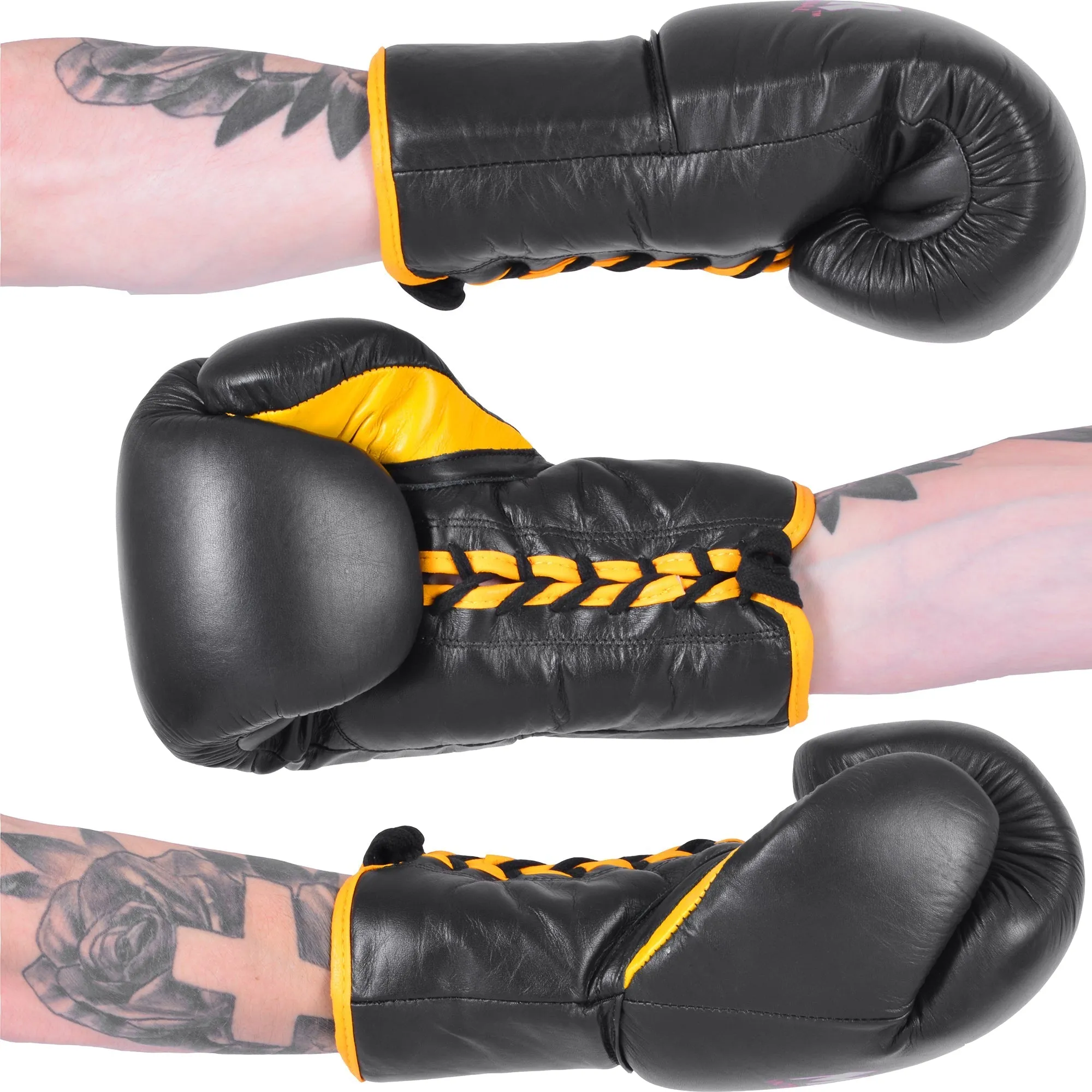 MAR-SP2 | Black Genuine Cowhide Leather Boxing Gloves