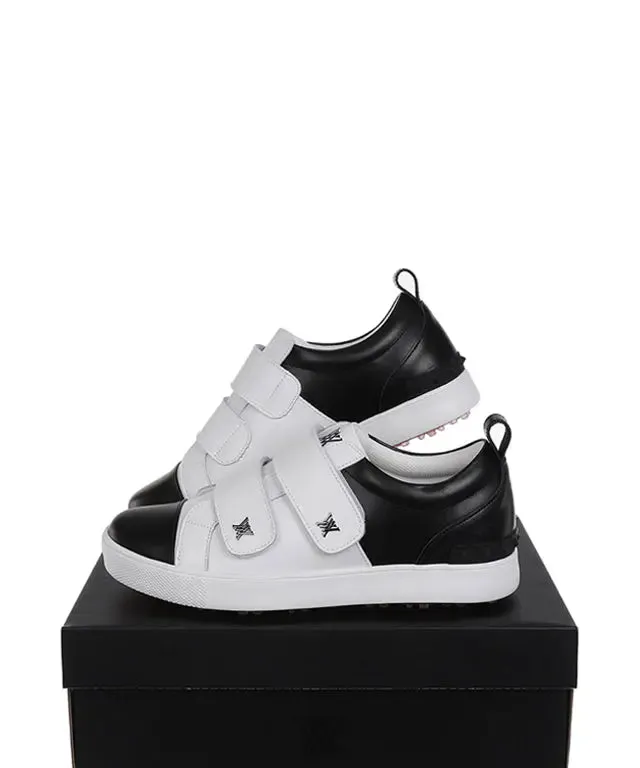 Men's Trendy Black Velcro Color Block Sneakers