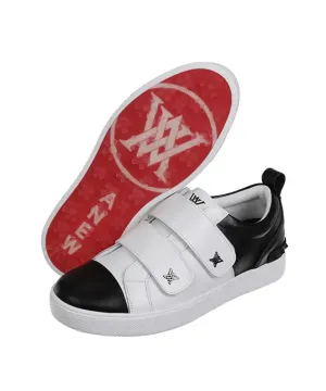 Men's Trendy Black Velcro Color Block Sneakers