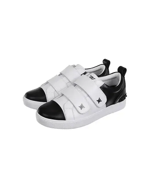 Men's Trendy Black Velcro Color Block Sneakers