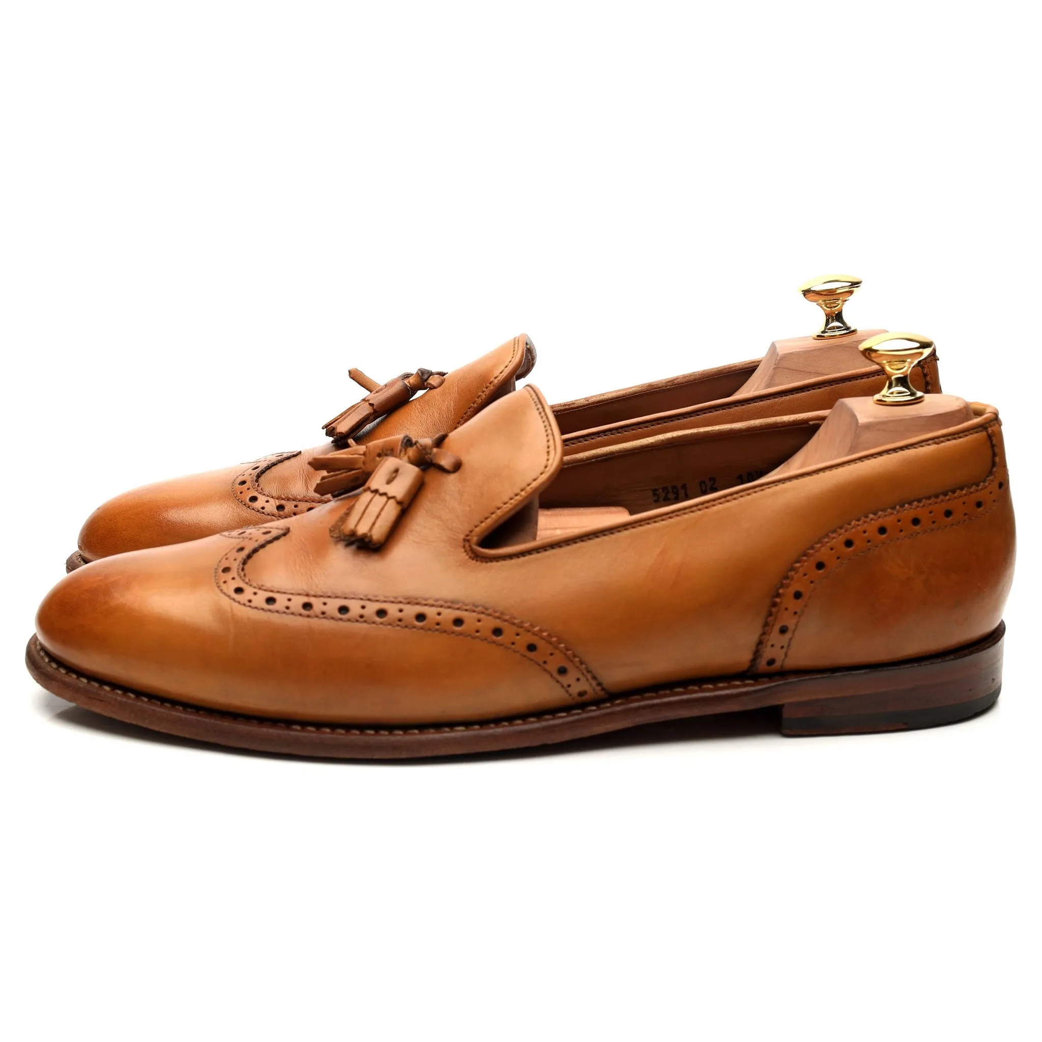 'Monty' Tan Brown Leather Tassel Loafers UK 10.5 E