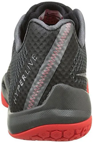 Nike Mens HyperLive Basketball Shoe Black/Dark Grey/Bright Crimson/Metallic Silver 12