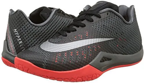 Nike Mens HyperLive Basketball Shoe Black/Dark Grey/Bright Crimson/Metallic Silver 12