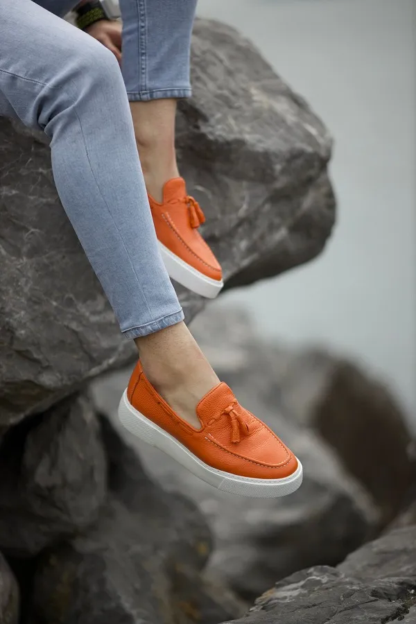 Orange Tassel Loafers for Men | GentWith